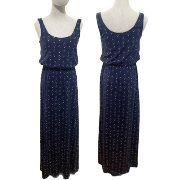 Sonoma Dresses & Skirts - Boho BLUE & WHITE BLOUSON SCOOP NECK SLEEVELESS MAXI DRESS BY SONOMA SZ XS EUC